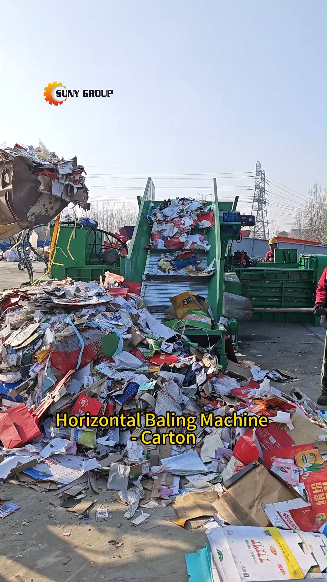 Horizontal Baler Compressing Cardboard Boxes | Non-Metal Baling Machine ...