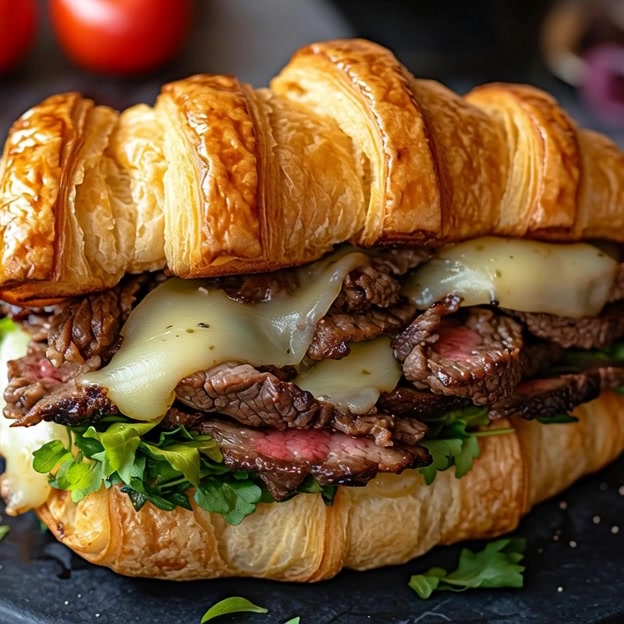 Croissant au steak et au fromage Ingrédients (pour 4 croissants) : 4 ...