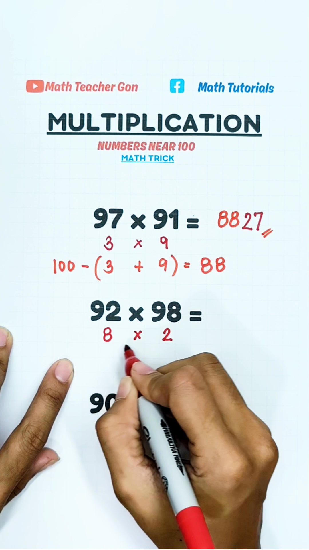 MULTIPLICATION of Numbers Near 100 #maths #mathteachergon # ...