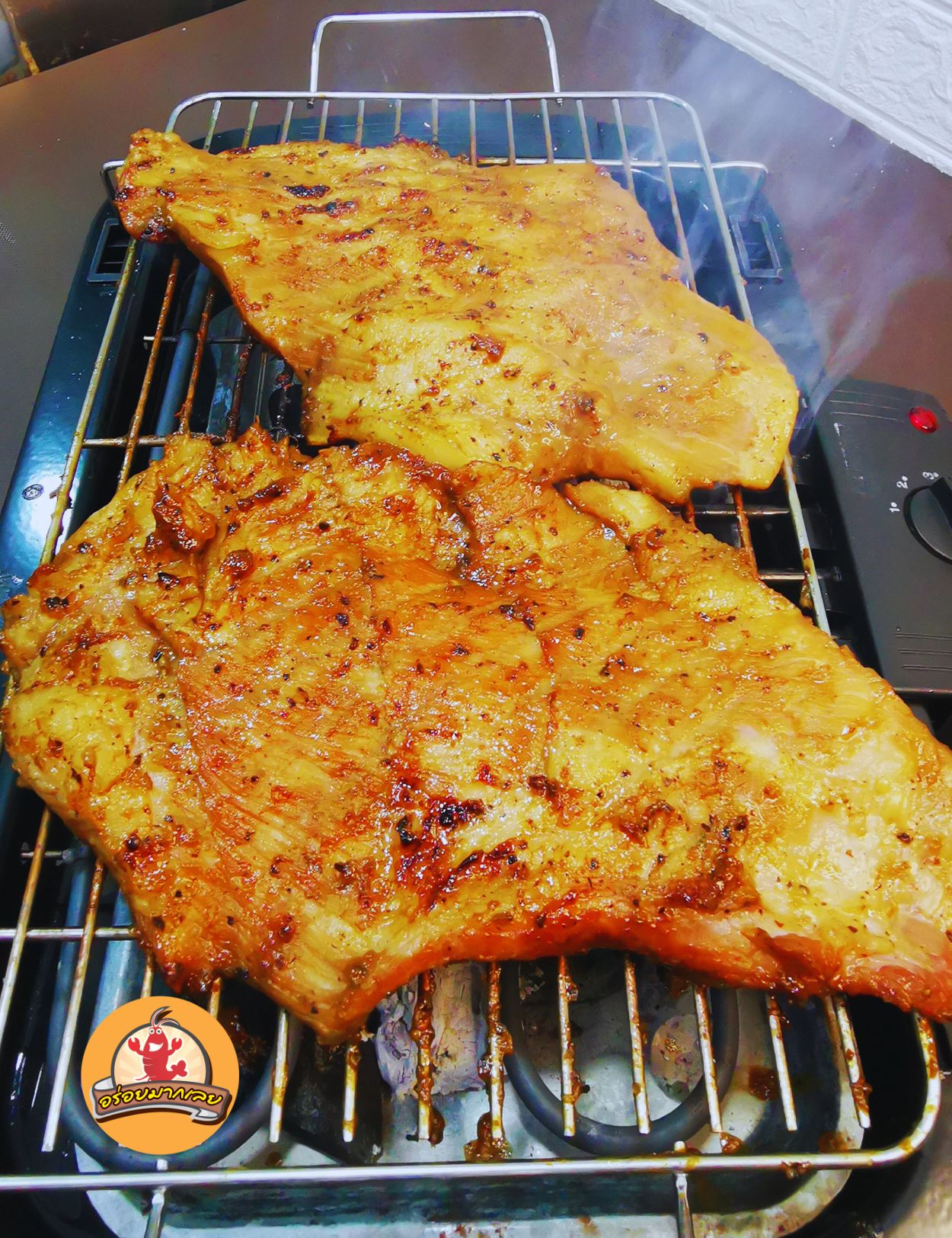 สุตรหมักคอหมูย่าง 1.คอหมู 850 กรัม, 2.รากผักชี 3 ราก, 3.กระเทียมจีน 7 ...