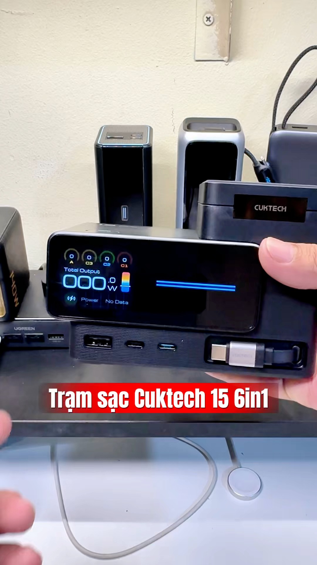 Trạm sạc Cuktech 15 6in1 140W tiện lợi 👉 3C1A 2 đế không dây - Cáp rút ...