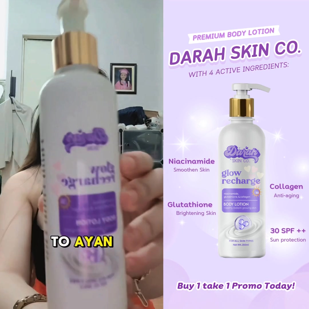 Darah Skin Body Lotion – The skincare upgrade you need! ✨, 🌸 Niacinamide – Keeps skin soft & clear, 🌸 Collagen – Fights wrinkles & fine lines, 🌸 Glutathione – Glow like never before, 🌸 SPF 30++ – No 