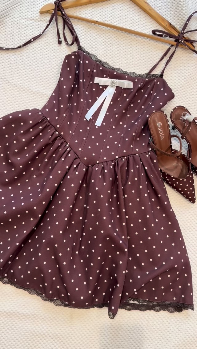 open lace back dress Polka Face Mini Dress