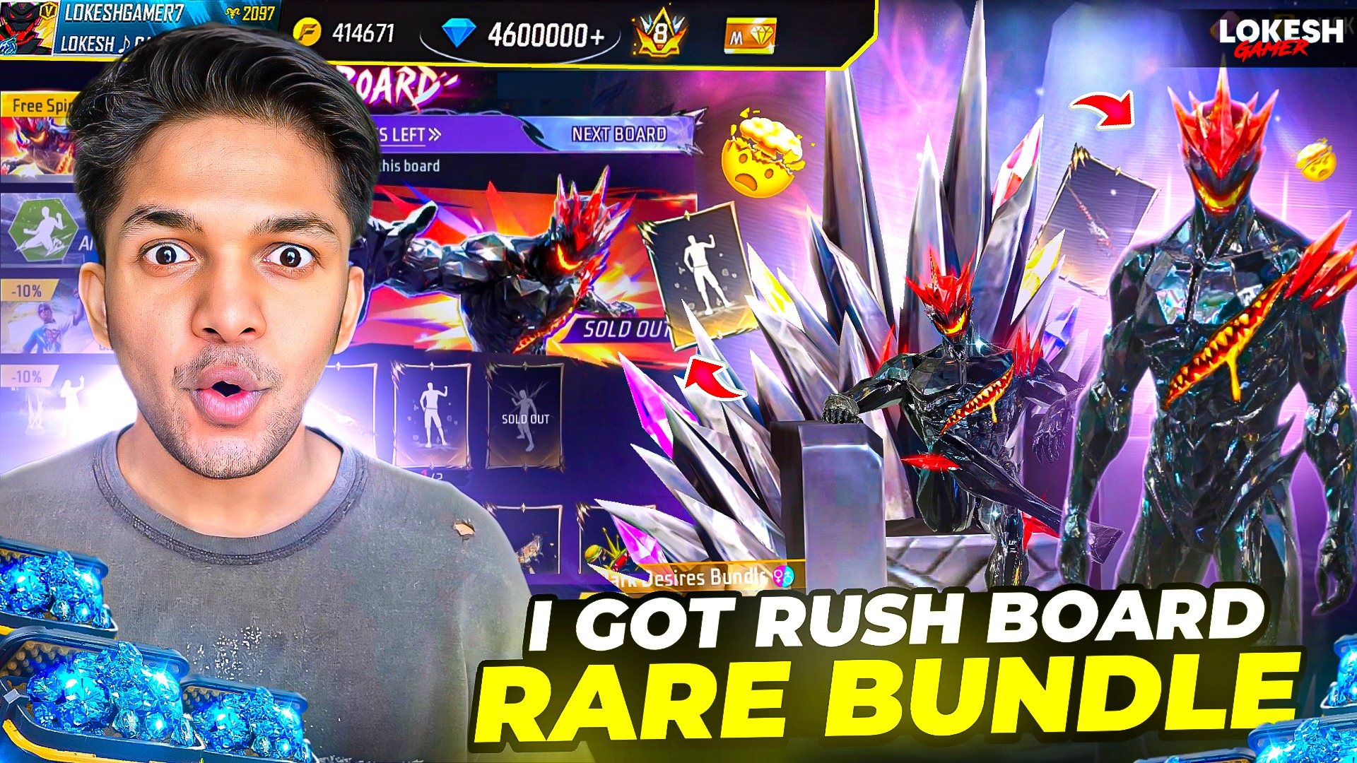 Free Fire Rush Board Legendary Event 1 Level To 7 Bundle 70,000