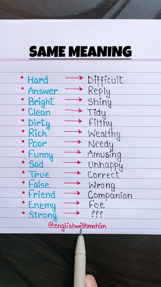 Same Meaning 👨‍🏫 . . . #english #englishlearning #vocabulary # ...