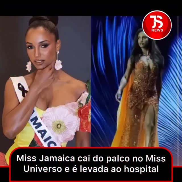 A Miss da Jamaica, Gabrielle Henry, sofreu uma queda grave da passarela ...