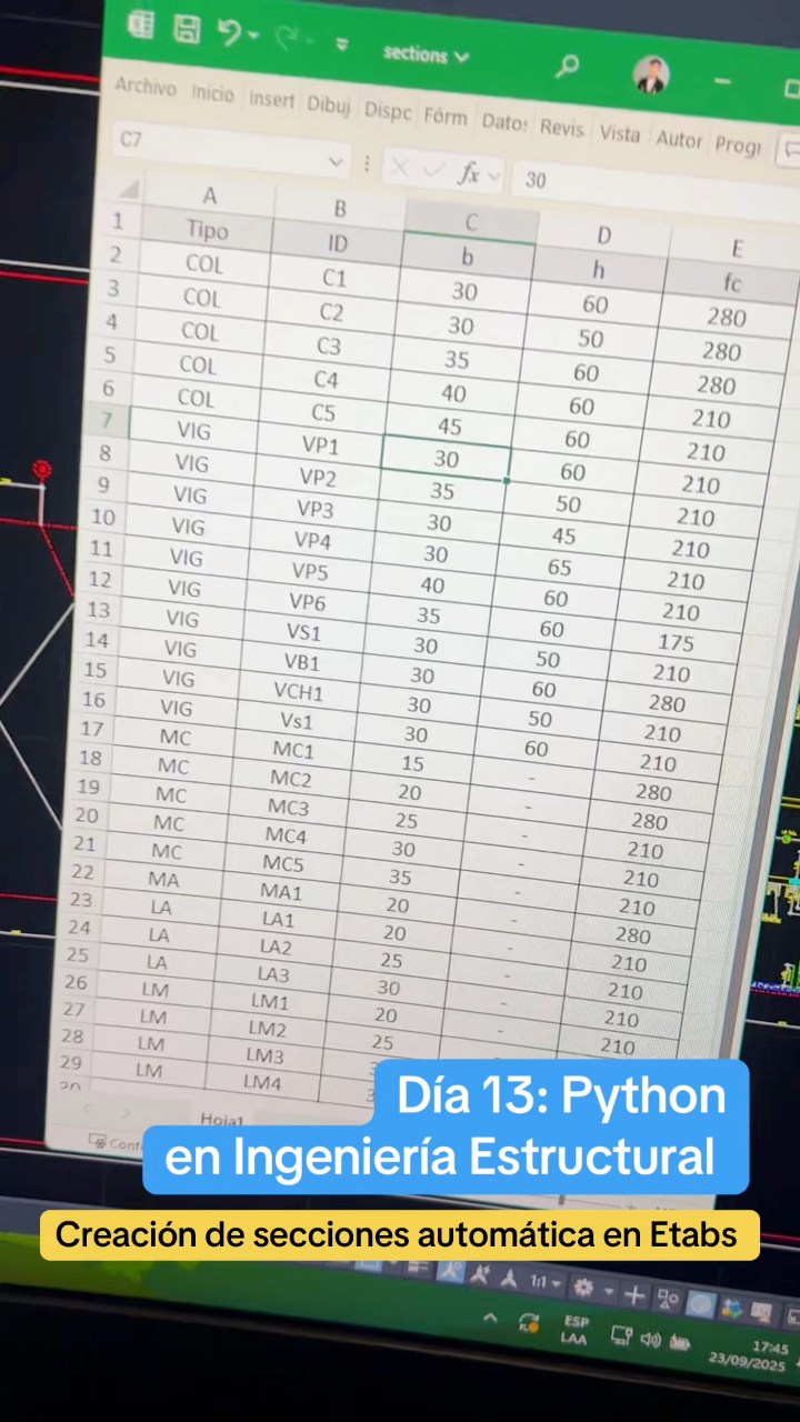 Automatiza la creación de secciones en Etabs con Python | Structural ...