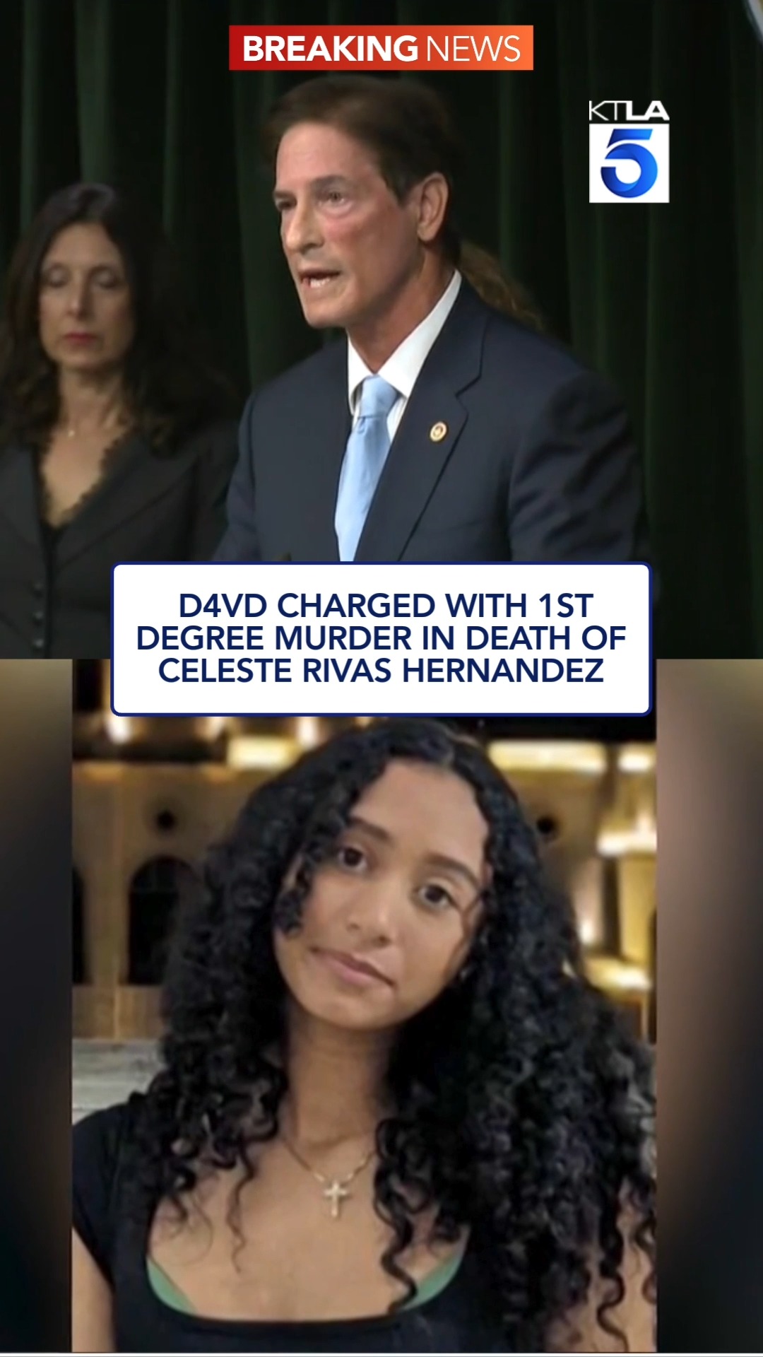 BreakingNews Singer D4vd was charged with first degree murder  