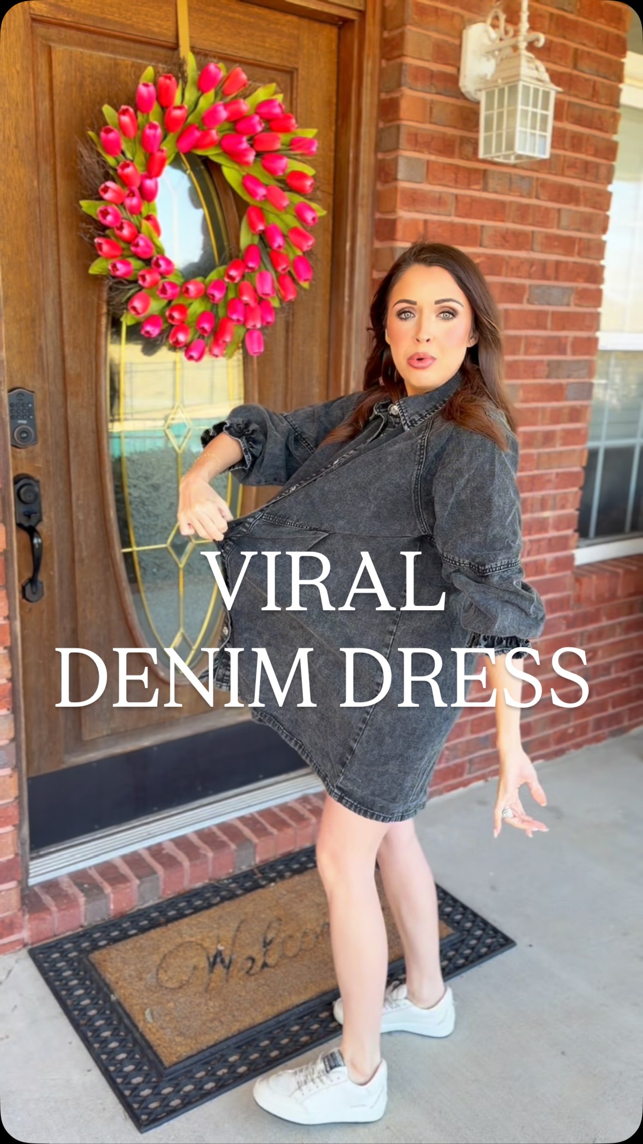 I love this viral denim dress! #viraldress #denim #denimdress #blackdenim #oversizedress | Ashlea Veal