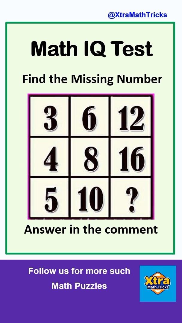 Can you find the missing number? Answer in the Comment box. IQ Test ...