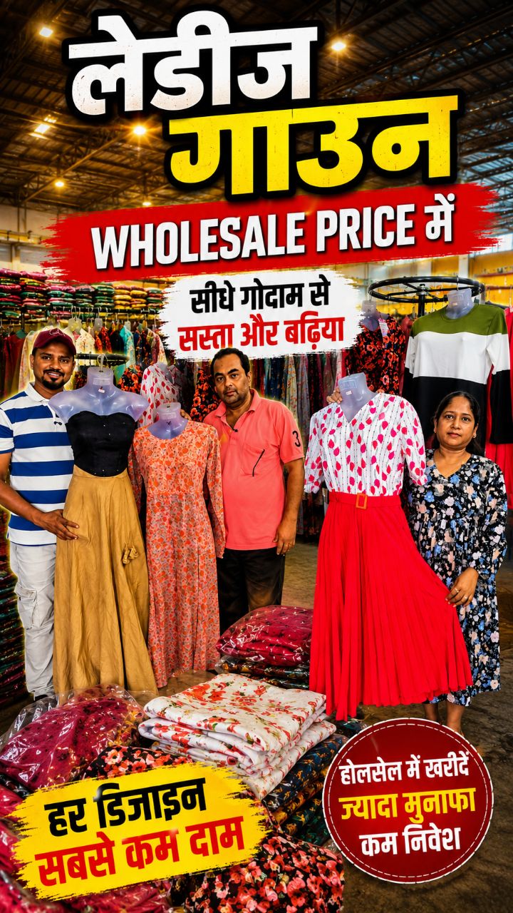 kolkata ladies dress wholesale market लेडीज गाउन 👗👗 Price Wholesale #ladiesgown #ladiesdress #ladiescollection #kolkatawholesalemarket #summercollection | Sagir Panipat Market size--4