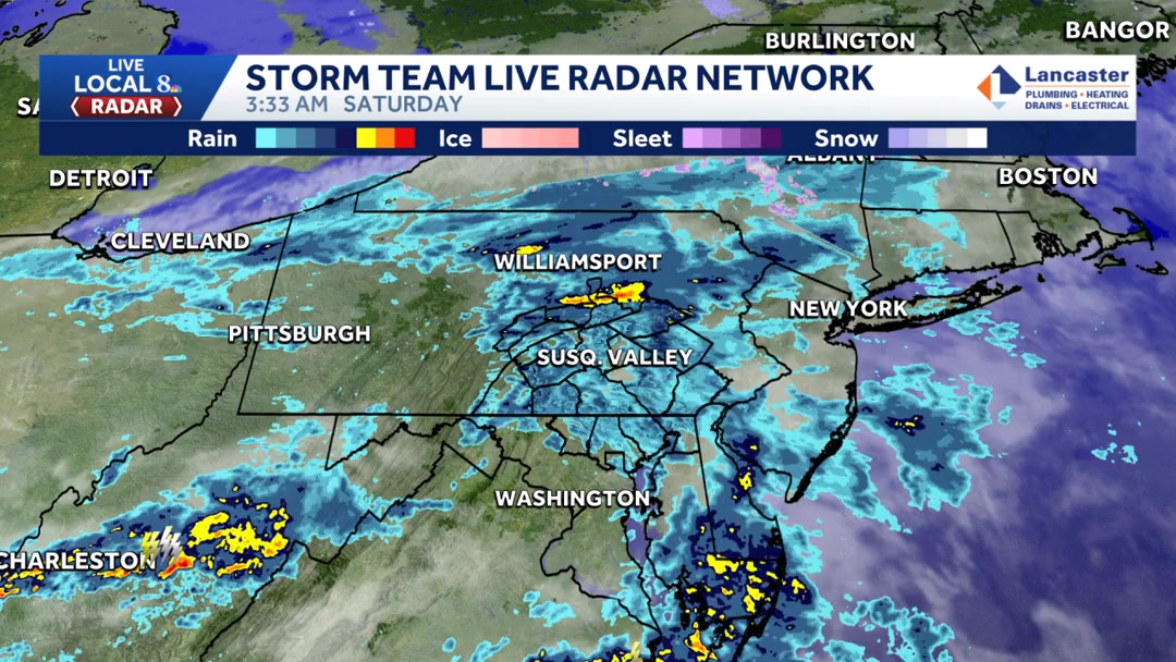 Storm Team Live Radar showing steady showers moving east. Scattered ...