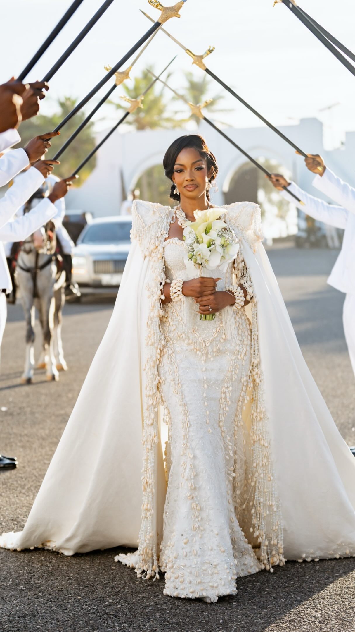 royal wedding dresses Behold the BRIDE has ARRIVED🤍🤍🤍🤍 Congratulations @ariansimone You looked beautiful!!!, ., ., #Repost @ariansimone, ・・・, The Gown truly fit for a Queen was made by none other than Ivorian Elizabeth The Wolf Gang Wilde COLOR:Sage Back Details Better Than Basics