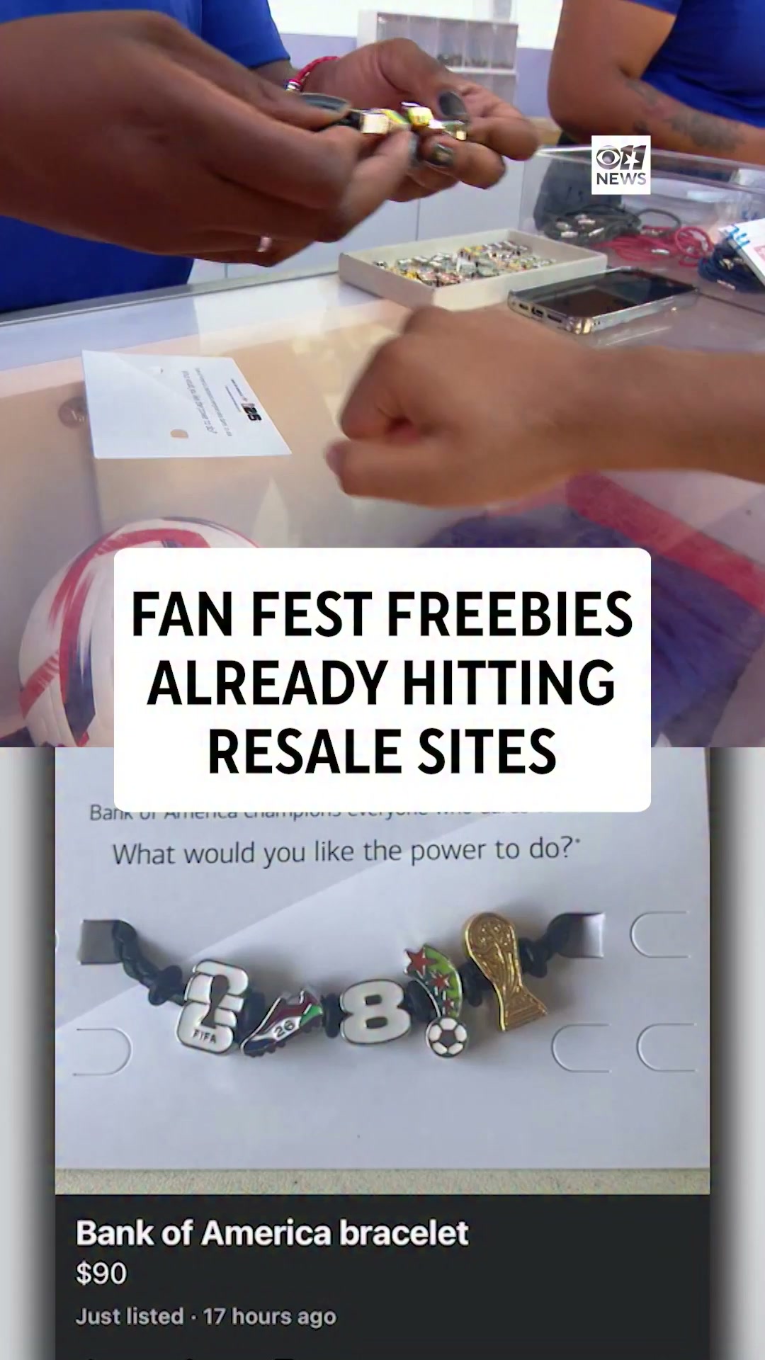 Free merchandise from FIFA Fan Fest, like charm bracelets and