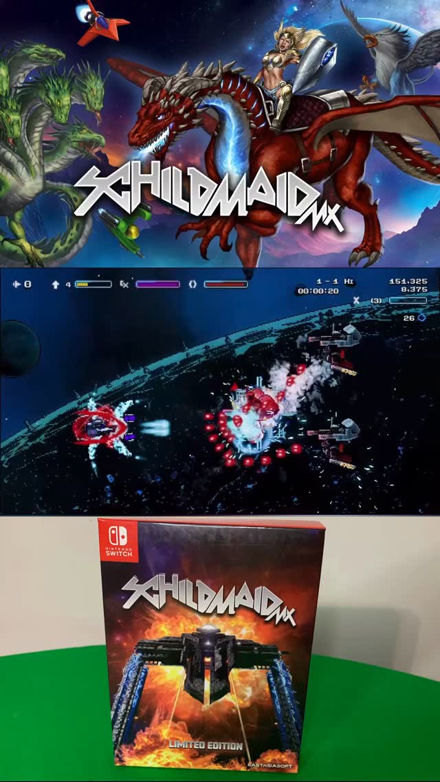 Schildmaid MX is a 2D horizontal shoot 'em up (shmup) that puts a