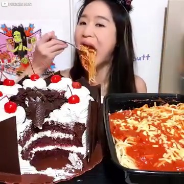 Eating Red Ribbon's Black Forest Cake and Jollibee's Spaghetti! # ...