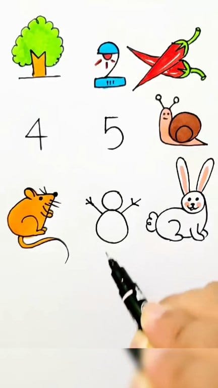 Creative drawing ideas using numbers . #EasyDrawingforbeginners # ...