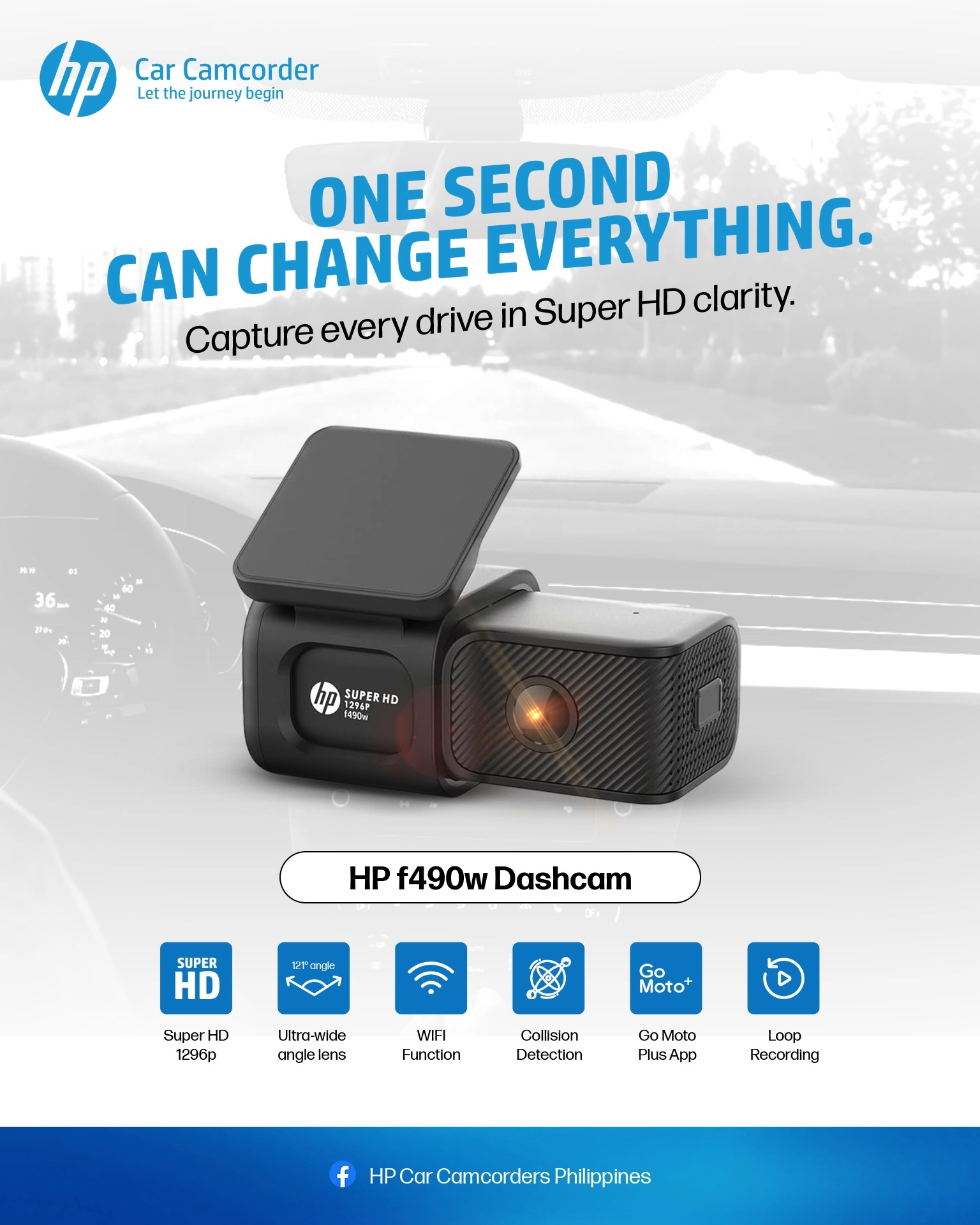 Your drive deserves clarity. ✨ The HP f490w Dashcam lets you
