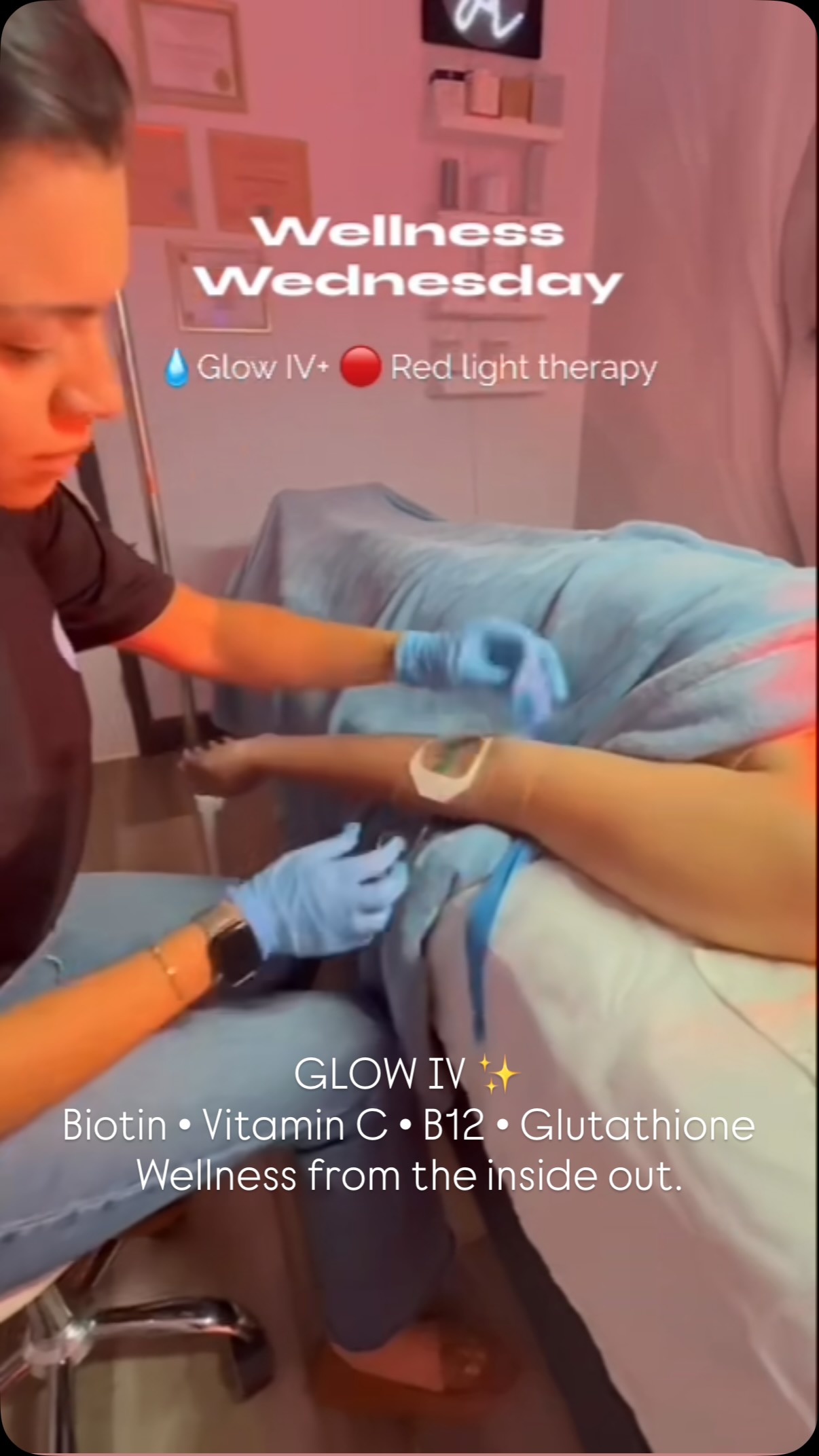Your glow deserves support from the inside too. ✨ Our Glow IV combines targeted nutrients with a glutathione push, paired with red light therapy for the ultimate Wellness Wednesday