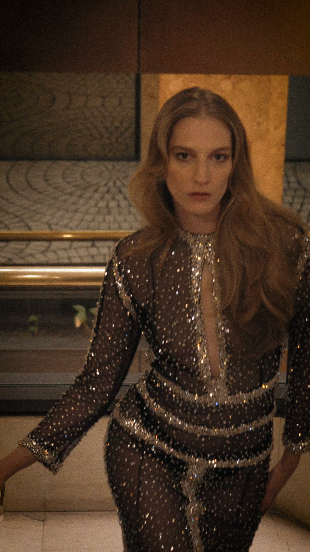 Mellorie hand-embroidered crystal gownPre-Fall 2026, Available in light rose on costarellos.com and through selected stockists. | Costarellos