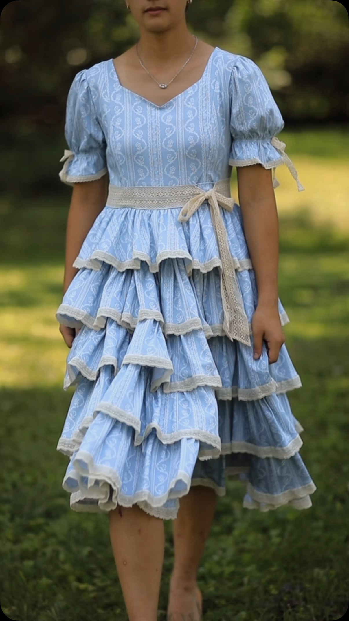 yellow alia cut dress & Black-red V-Neck with Handblock Floral Yoke adding a chic touch Vendor  Siesta o'Clock Talamea Crochet Dress | Corset Gown Size:Princess: (S/M) Corset Dress Size 20-24