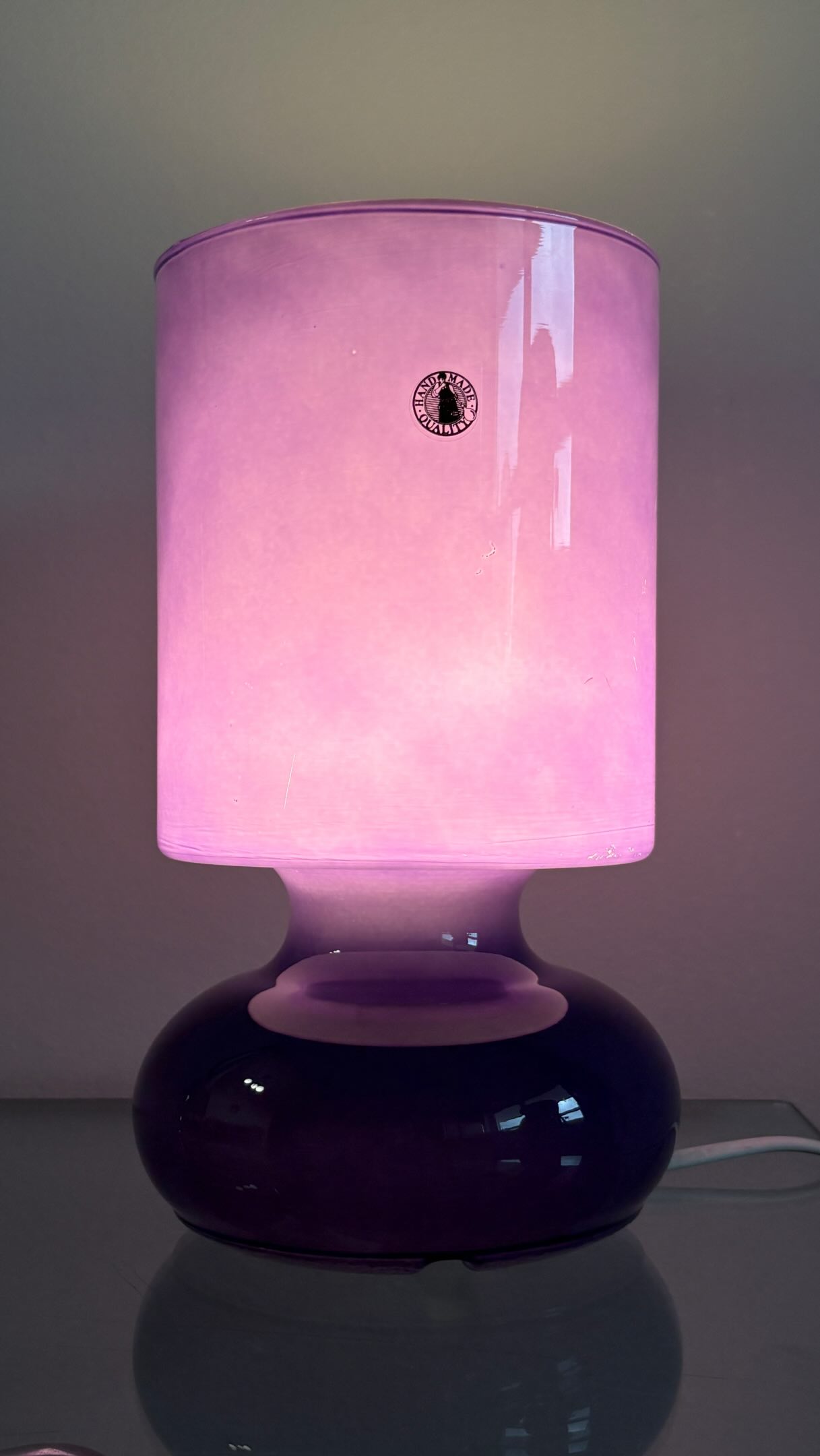 Vintage Ikea Lykta in gorgeous purple plum. Made of mouthblown glass, creates gorgeous soft light. It has wear on surface (scratched off paint in some spots), but you can turn th