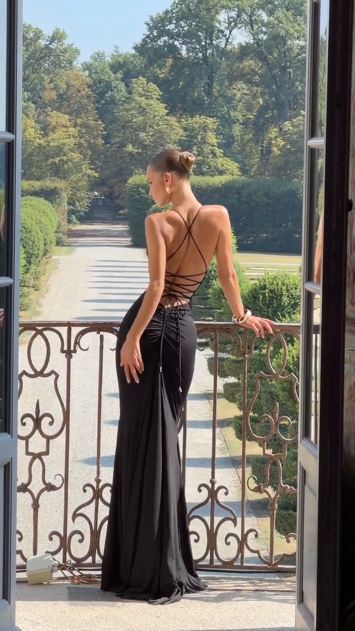 babyboo fashion black dress Designed for a room that expects more – the OLENIA Gown in Black. | Size:X-Small (6-8) Model is an XS fall inspo Party Wear Women's Winter