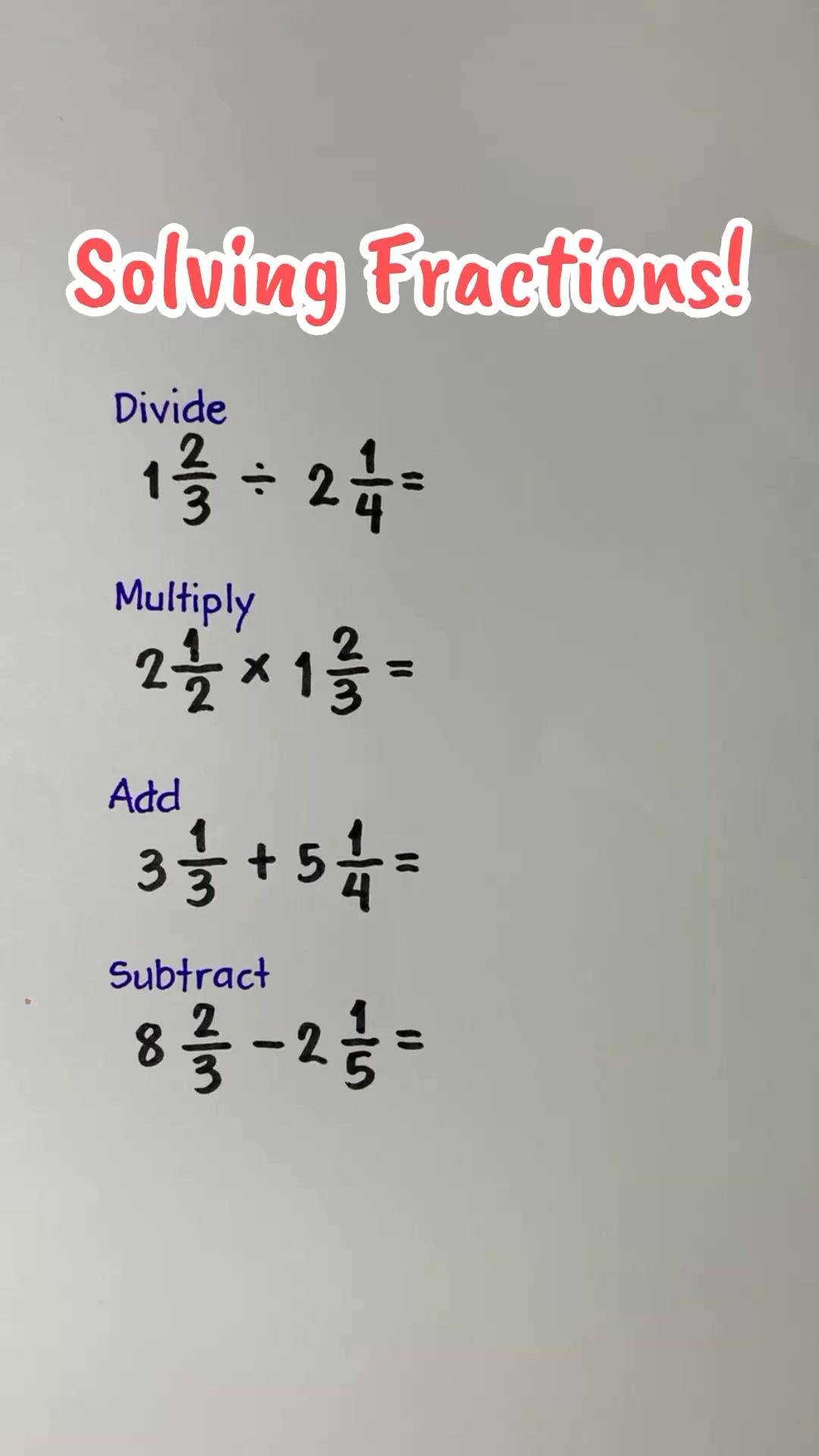 Solving Mixed Numbers!! | Operation on Fractions #fraction | Math Love ...