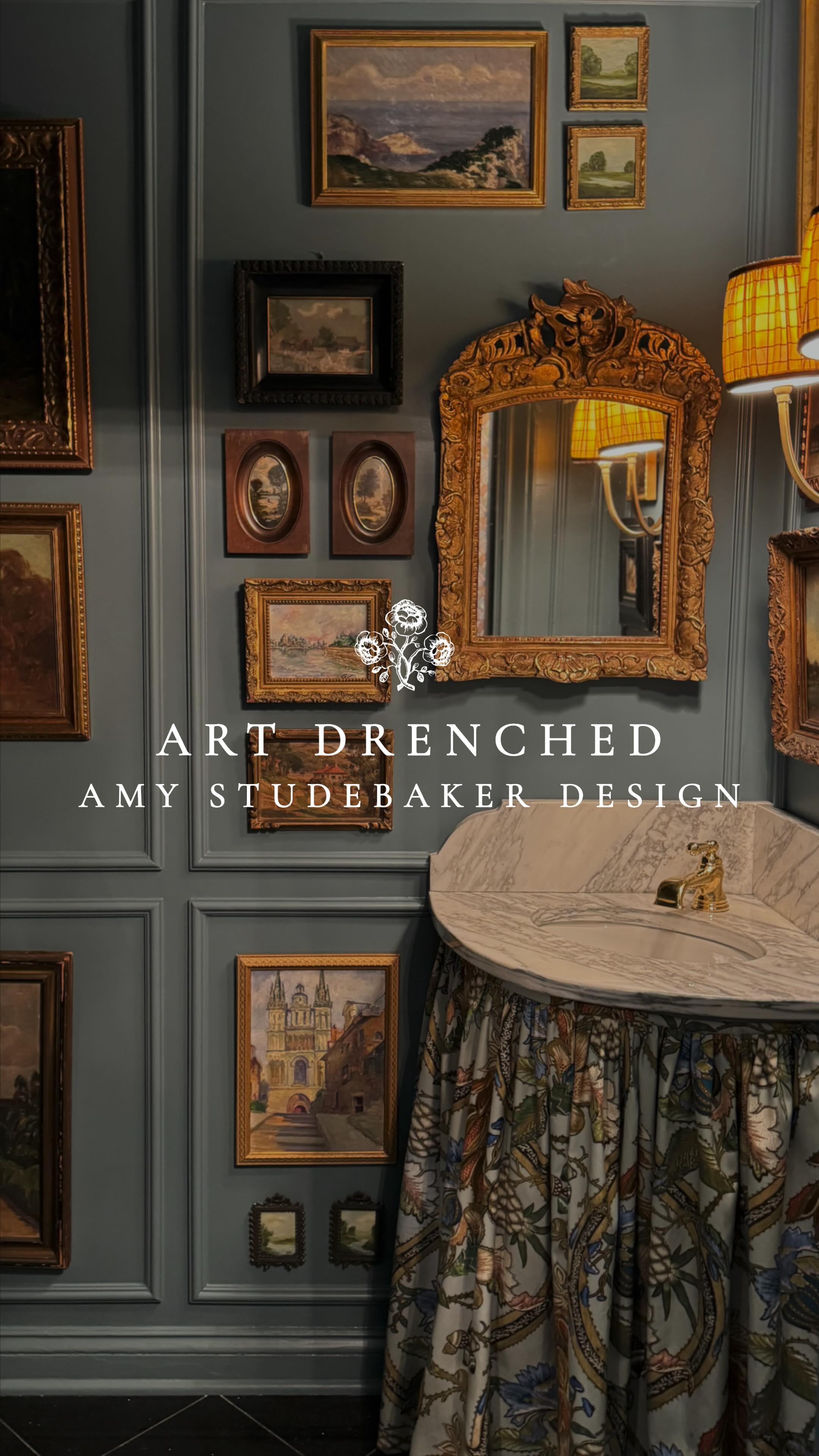 Y’all were dying to take a tiny tour of the art drenched powder room we ...