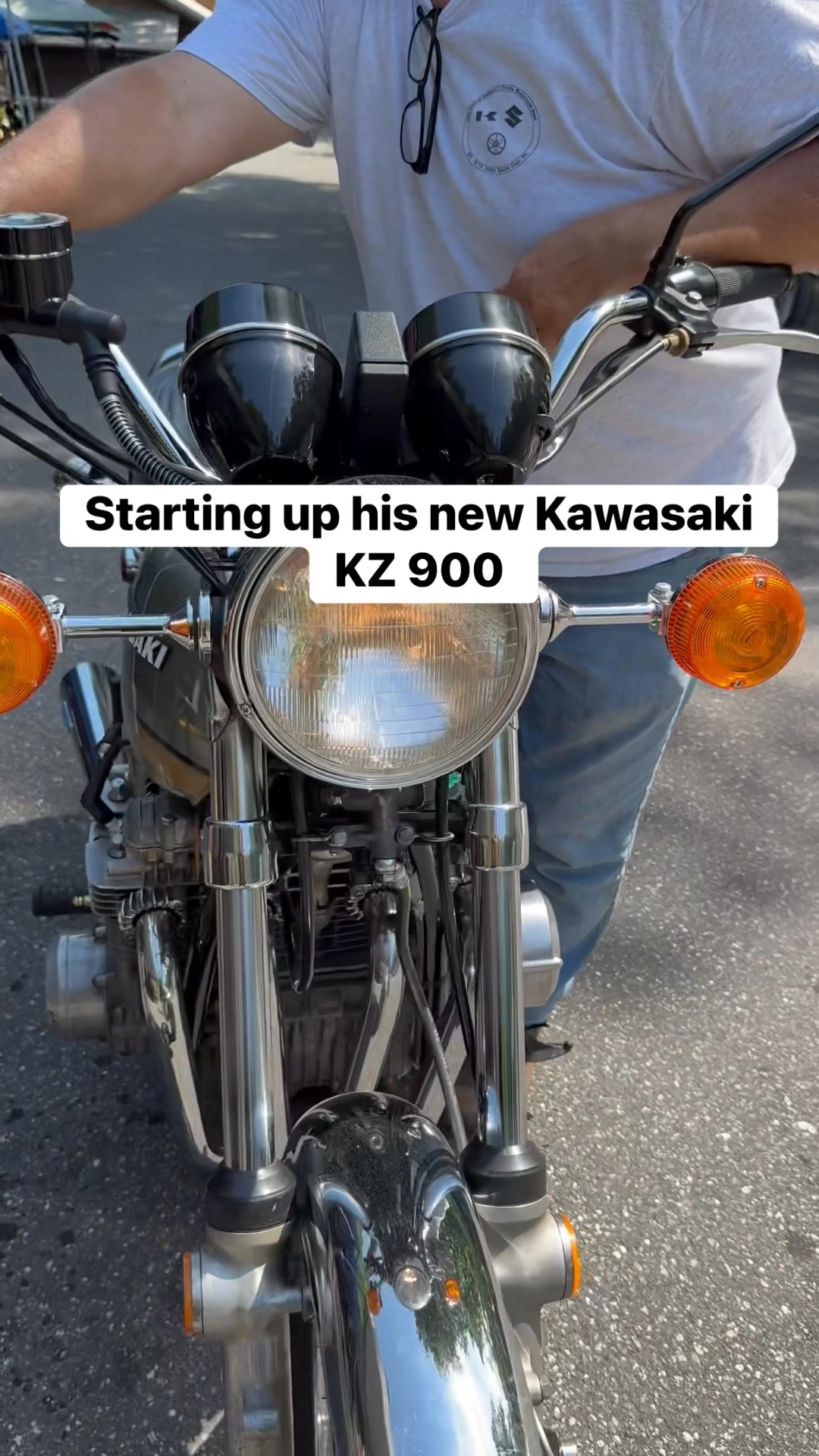 Starting up his new Kawasaki KZ 900 he found on Facebook