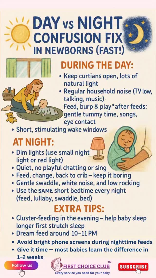 Image showcasing Day and night confusion in Newborns? Watch this! | First Choice Club ...