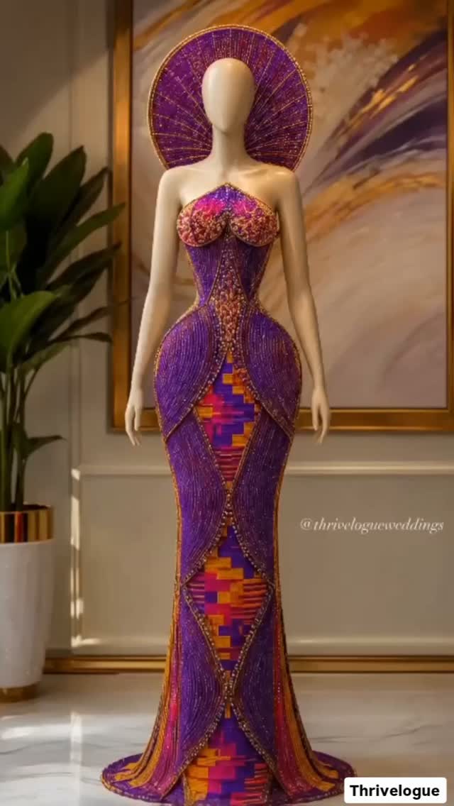 kente dress designs Beautiful Bridal design inspiration ❤️❤️ , Custom made only ✅ , WhatsApp +233550342324, Link in bio , #wedding #weddingdress #ballgown #weddinggown #bride, Original design sketch credit to Ghana kente corset dress Authentic African Print (non Color:2-Purple B173002 Long V-neck Poly Mermaid formal dress