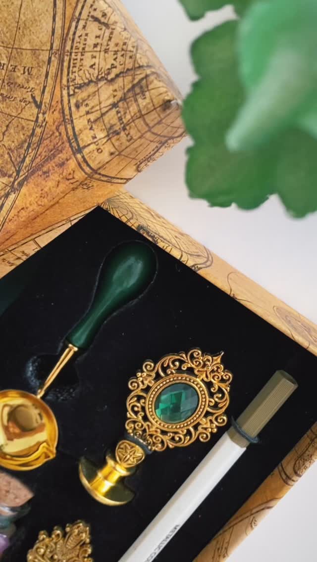 Kit Tampon De Cire Complet – Sceau Cachet Élégant Avec 3 Têtes Interchangeables, Perles Multicolores, Cuillère, Bougies & Stylo – Parfait Pour Mariages, Invitations & Décoration Rétro Luxe