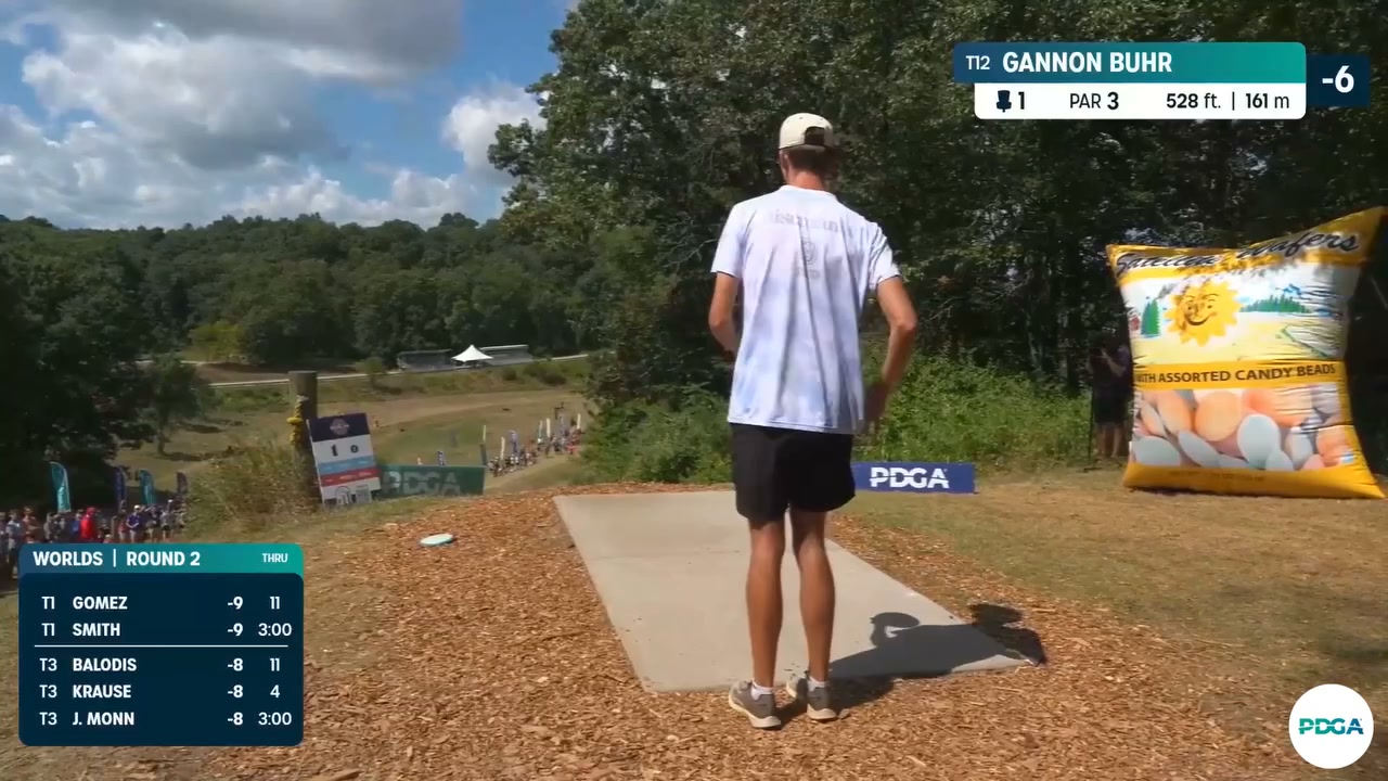 Gannon Buhr cards an ACE on hole 1, a 528ft/161m downhill par 3