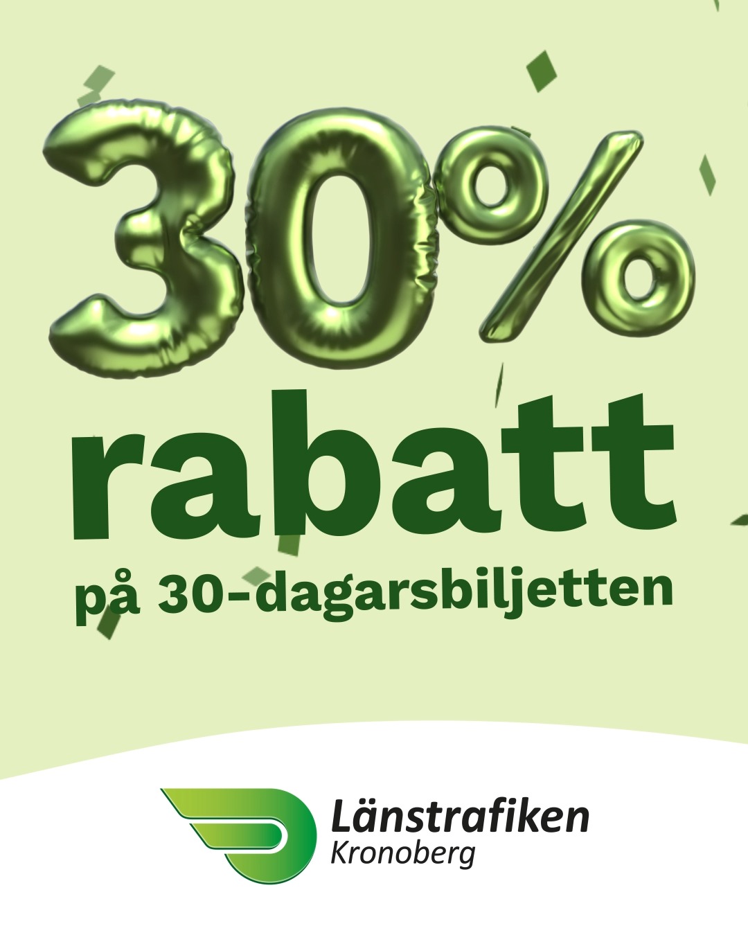 Från idag kan du köpa 30-dagarsbiljett med 30 % rabatt! Passa på att ...