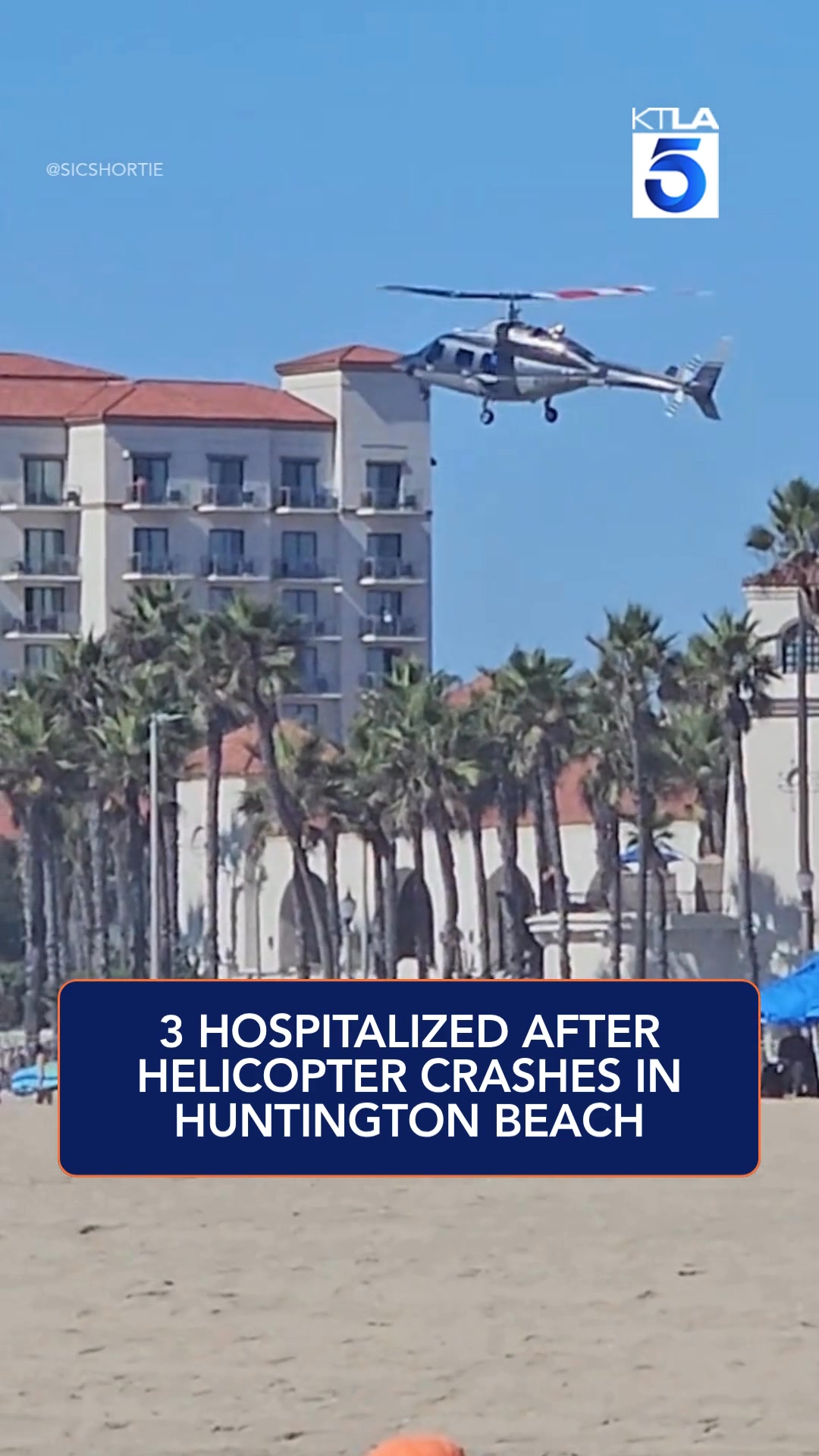 Video from an eyewitness captured the moment a helicopter crashed along ...