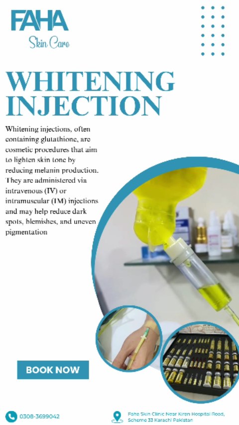 glutathione skin whitening injections in karachi injection service at FAHA aesthetic clinic. , Whitening injection are composed of glutathione, vitamin c & other antioxidants and administered on weekly basis via IV drips., Glutathione soap for dark