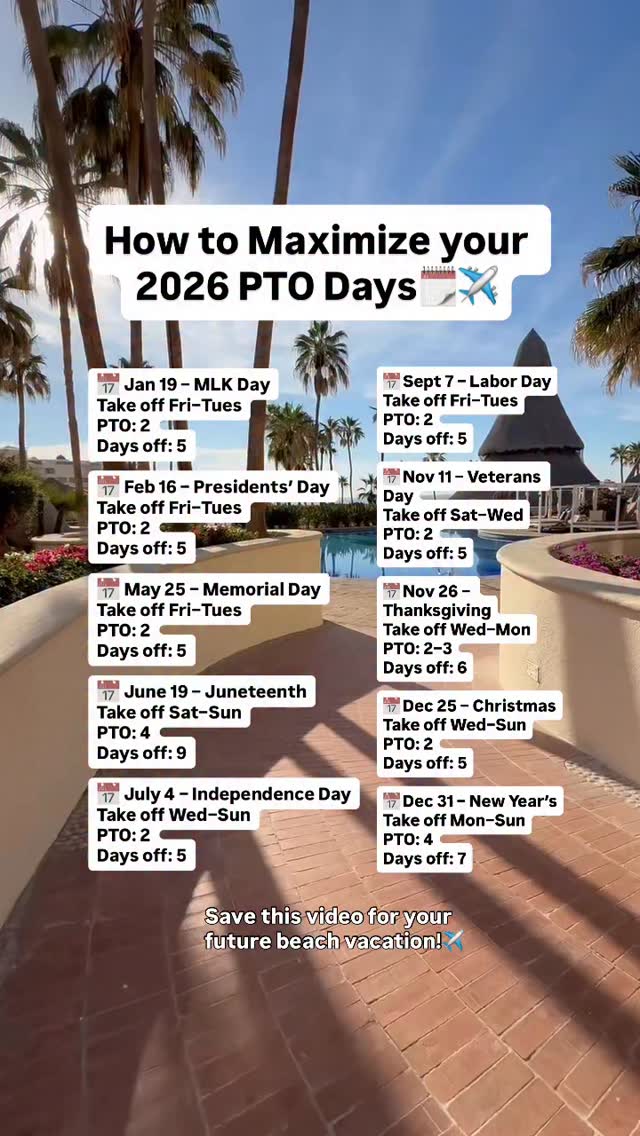 Turn 26 PTO days into almost 60 days off in 2026 ️ The strategy 👇 ...