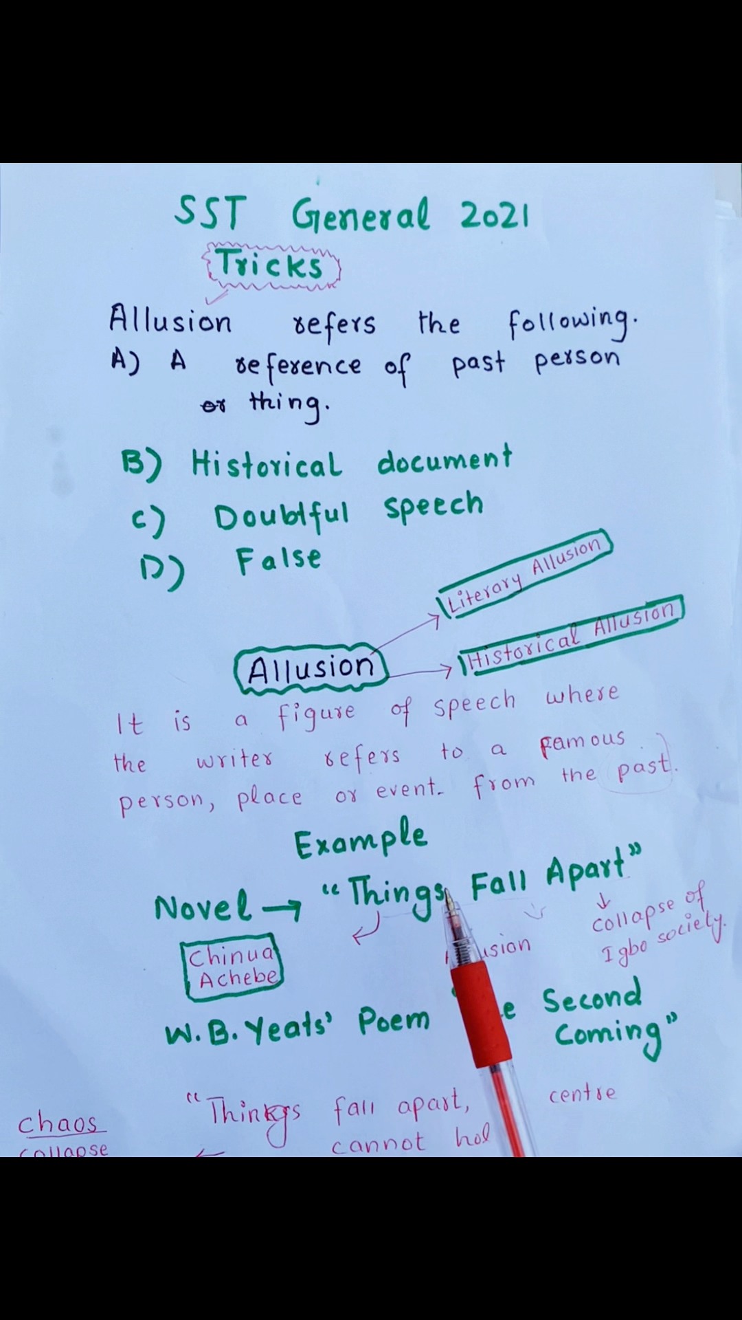 SST General 2021 Past Paper MCQs | Allusion Explained with Types ...