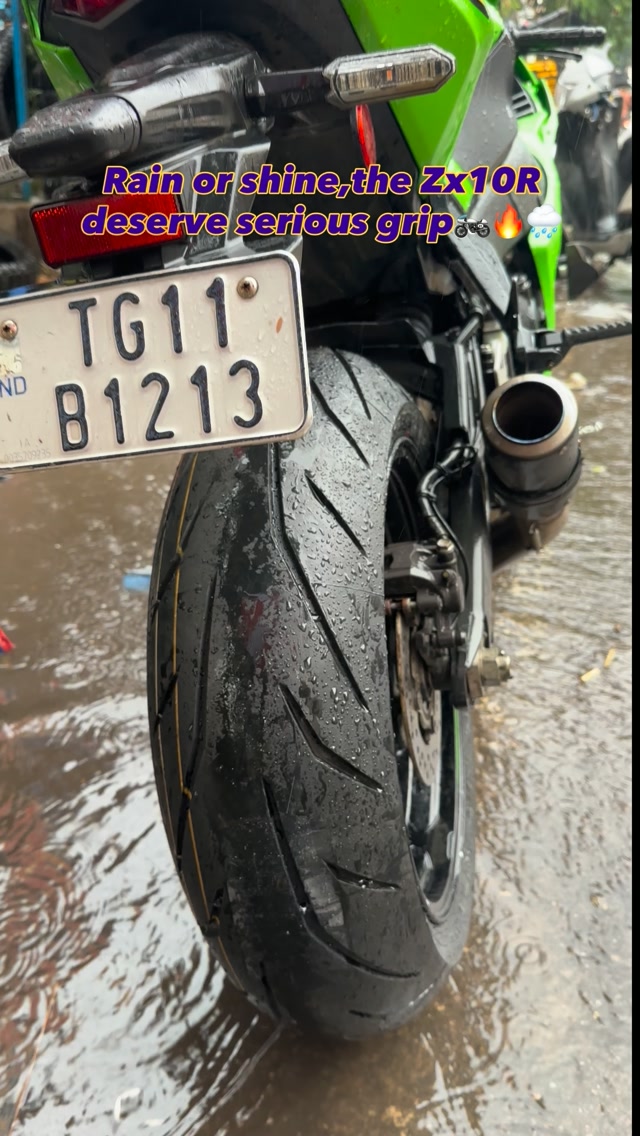 Rain or shine, the ZX-10R deserves serious grip. 🏍️🔥🌧️ 200/55
