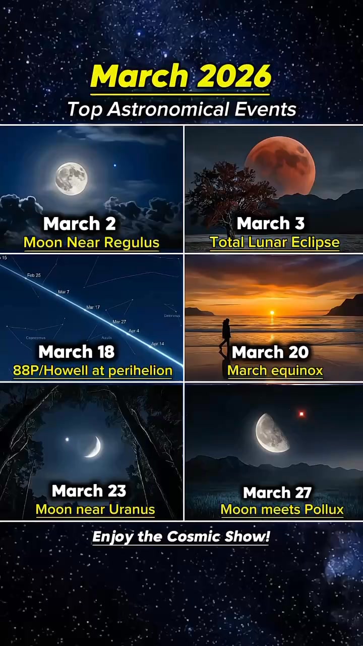 A lunar eclipse will be visible on March 3, 2026 over North and Central ...