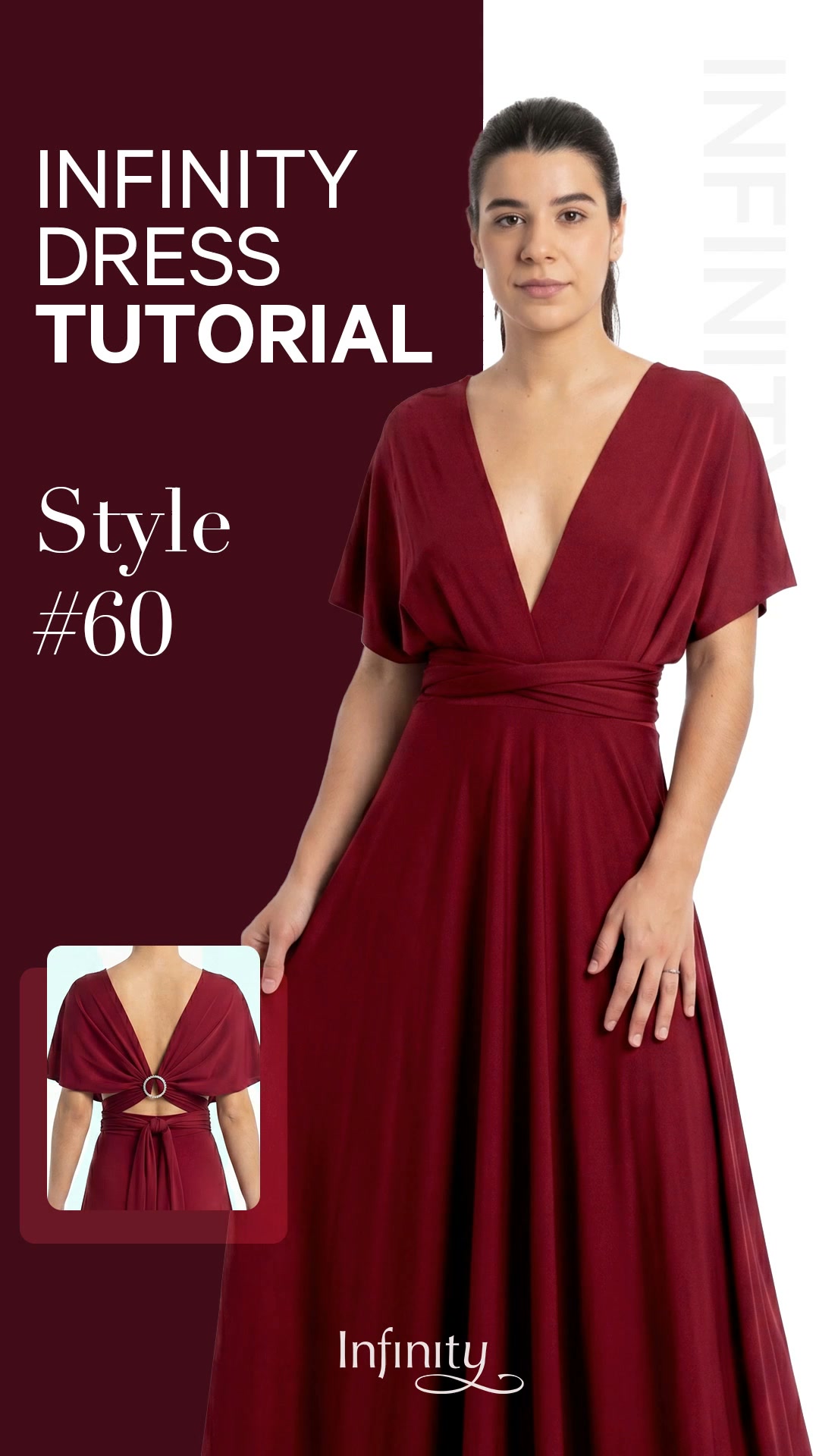 One Infinity Dress. Endless Ways to Wear It. ✨, Welcome to Look 60 — today’s style is the Sleeve Style, a perfect choice for fall and winter weddings. 🍂❄️, The V-neckline pairs beautifully with an 