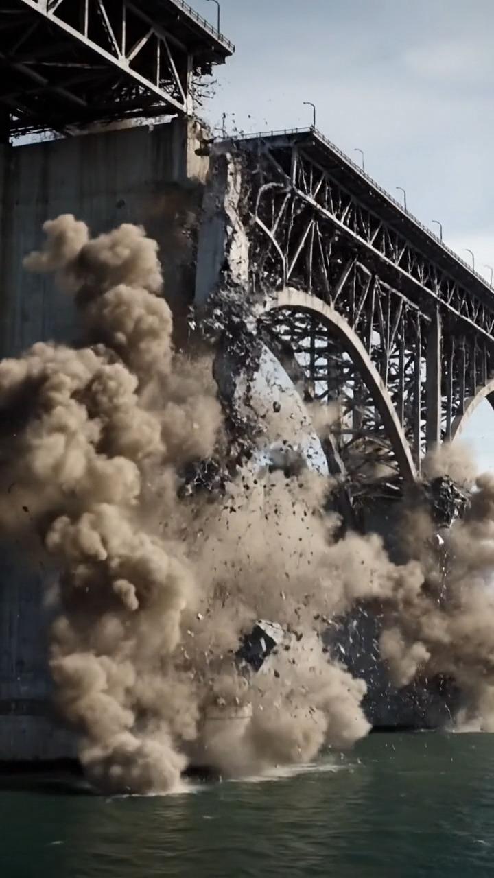 Controlled Explosive Implosion of Massive Bridge Piers! #fbreels ...