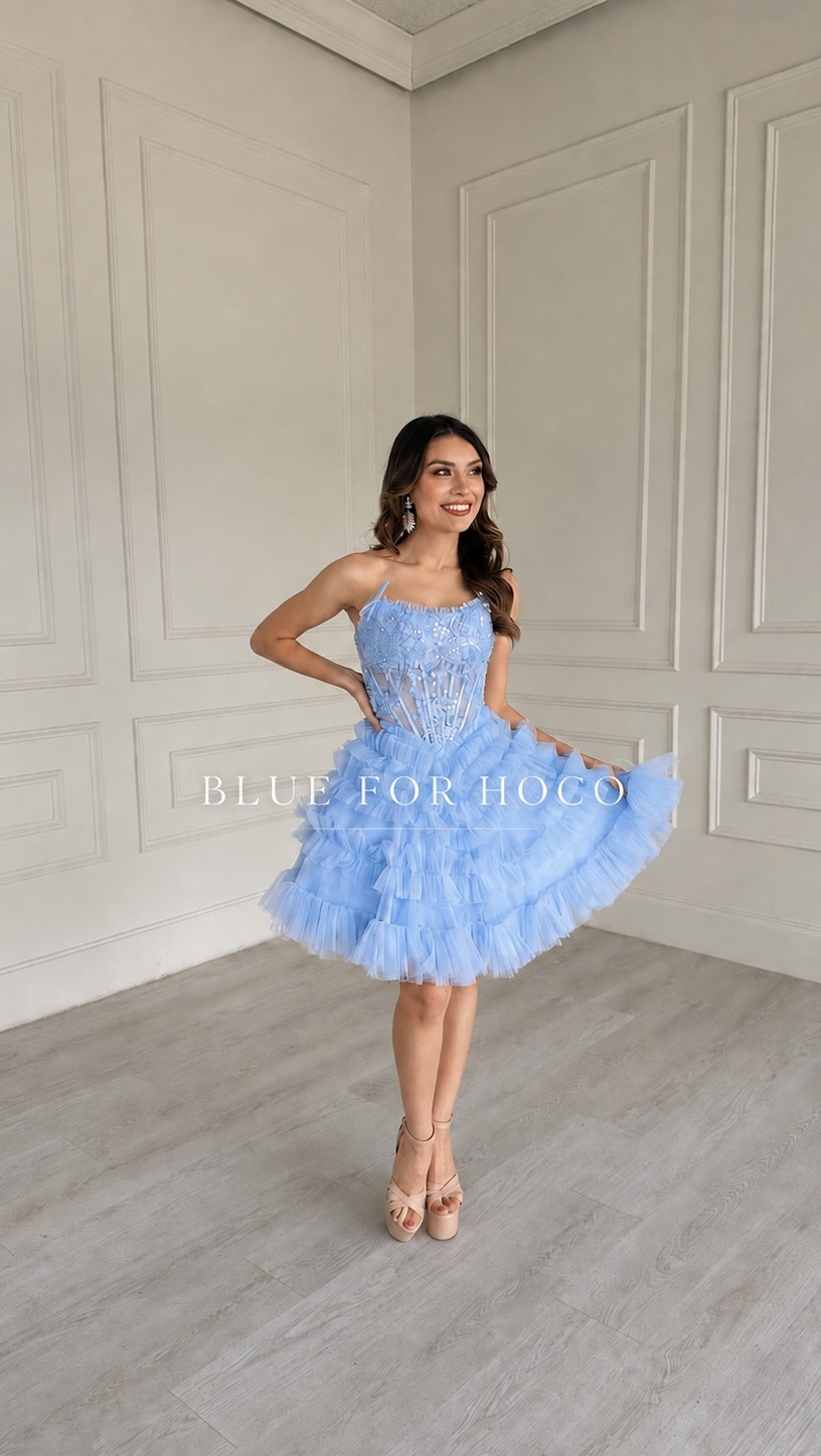 BLUE FOR HOCO 💙✨ The perfect blue moment for your HOCO night. Find your dream homecoming dress at GAUTIER✨ style 30094, 👗 Visit the LARGEST dress store in TEXAS!, 📍 10515 IH-10, San Antonio, TX, 🌐 