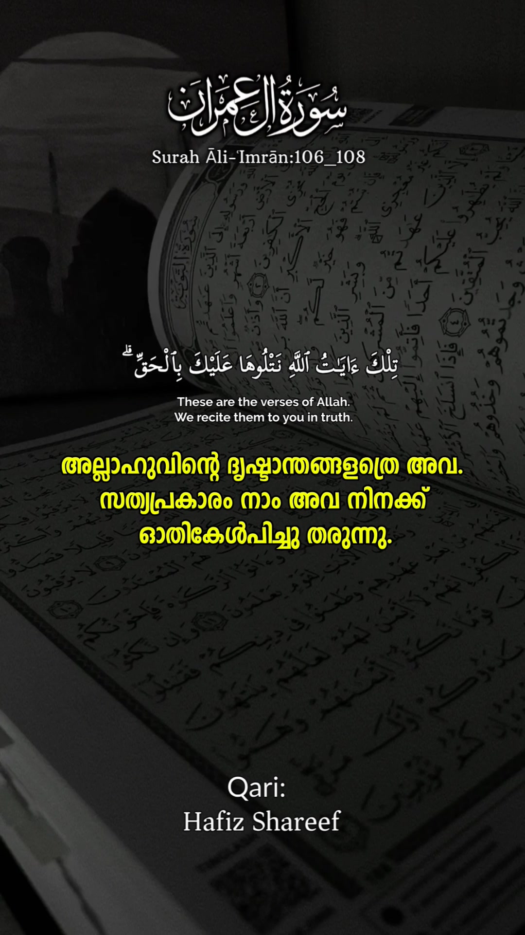 Surah Ali 'Imran 106_108 | Hafiz Shareef #QuranShorts #ഖുർആൻ # ...
