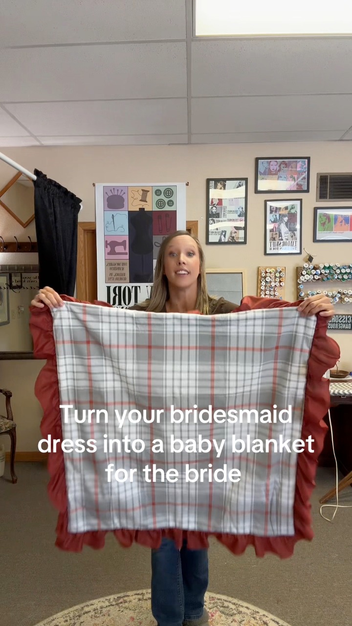 bridesmaid dress into baby blanket Message me if you want one! These are so cute! Upcycled bridesmaids a for the brides new baby ♻️ ❤️ #sewtori #seamstress #bridesmaids #upcycled #bridesmaid | Sew Tori custom size wedding dress asymmetric ruffle dress HOLLY Color:BLACK BOX Learn more!
