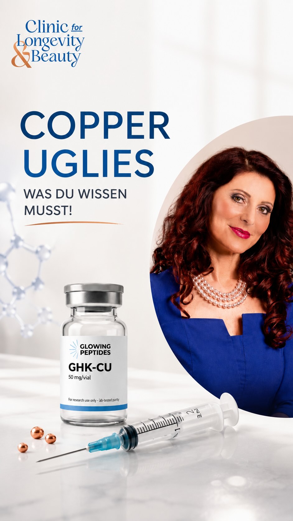 Die Copper Uglies sind gerade ein verbreitetes Thema in der Longevity-Peptid Medizin., Frau Dr. Braun de Praun klärt auf. 🙌🏻, #longevity #peptide #GHKCU #copperpeptides #antiaging