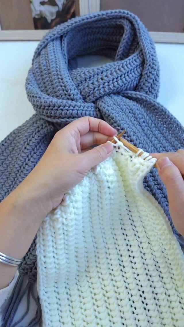 Knitting scarf , scarf link in bio 😍🧶 | knitting.well | Facebook