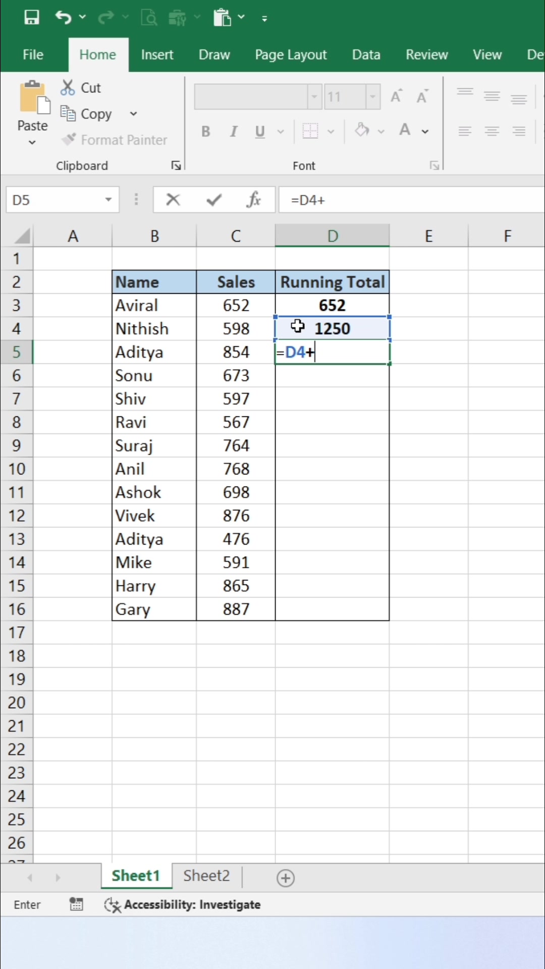 Running Total in Excel 😀 #exceltips #exceltricks #exceltutorial #Excel ...
