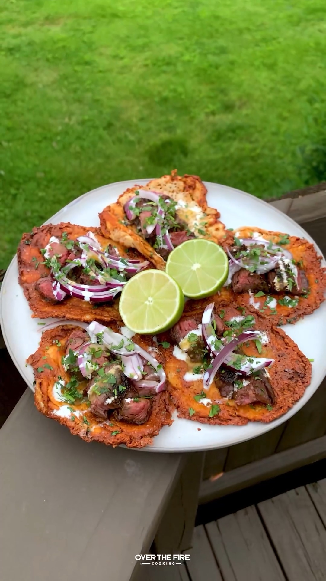 Tacos with a crispy cheese shell! | Over The Fire Cooking by Derek Wolf ...